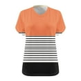 thumbnail image 4 of TKLPEHG Western Tops For Women Short Sleeve T Shirts Plus Size V-Neck Tunic Tops Fashion Summer Casual Loose Color Block Stripe Patchwork Graphic Tee Comfy Blouses (Orange,XXL), 4 of 4