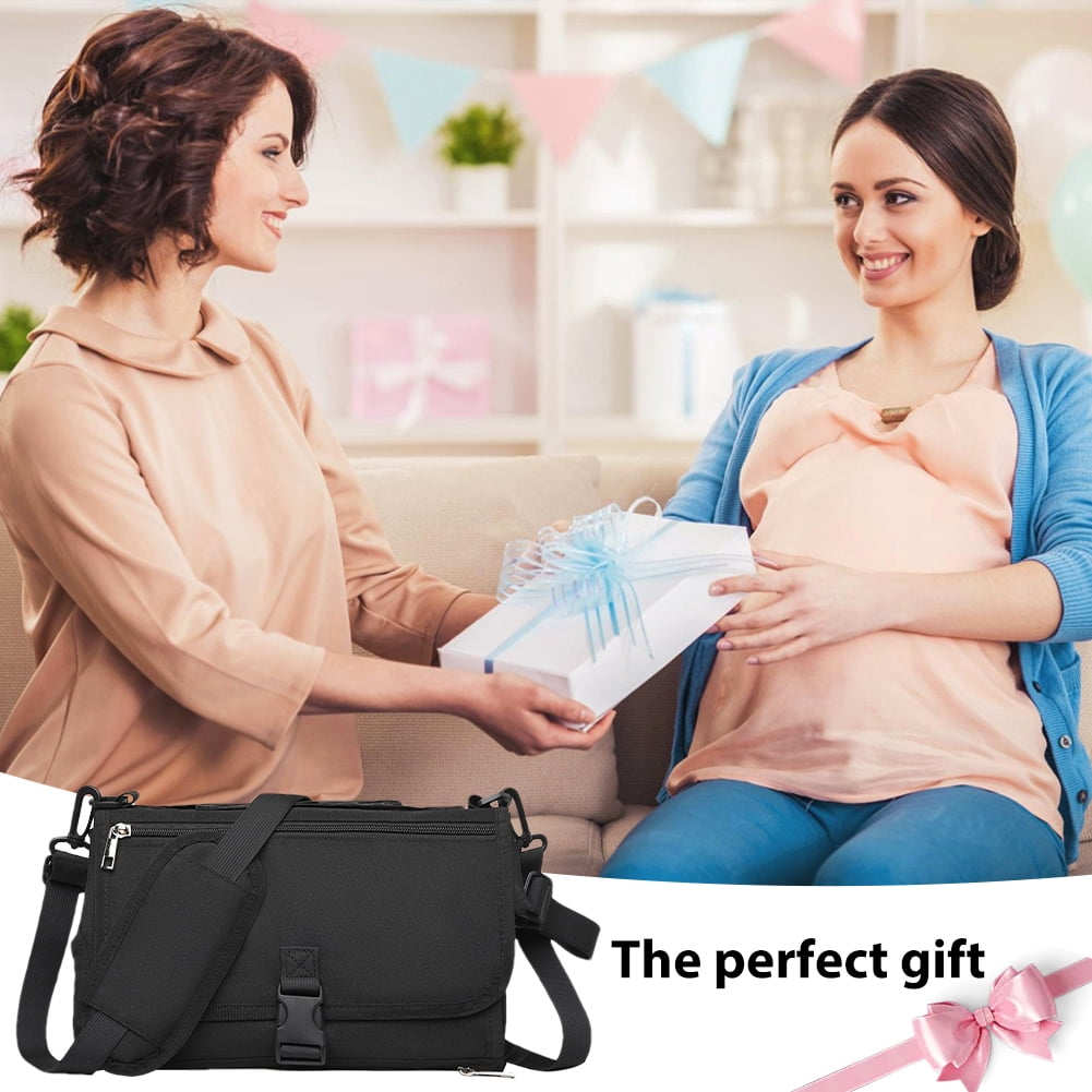 HBASD Portable Diaper Changing Pad for Baby - Smart Design Portable Changing Mat, Baby Diaper Changer Travel Bag with Wipes Pocket, Infant Travel Station Kit, Gift for Newborn (Black)