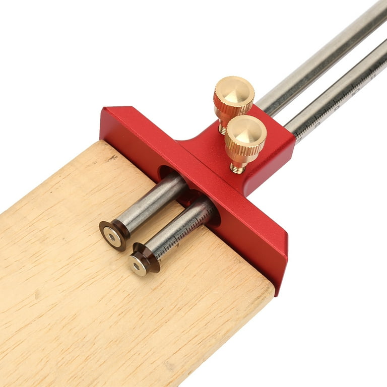 Qiilu Stainless Steel Woodworking Double Head Scriber Ruler Marking Gauge Wood Scribe Tool Carpentry Wood Scribe Tool