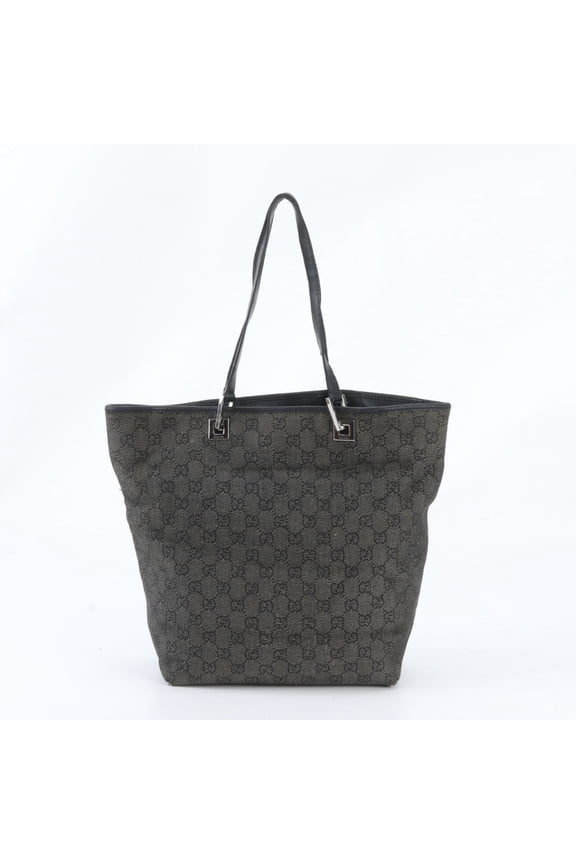 Pre-Owned Gucci GG Canvas Leather Tote Bag, Handbag, Shoulder Black, Brand Name, Women's
