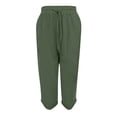 thumbnail image 5 of VV AVEORS Cropped Linen Pants Women Baggy Drawstring High Waisted Below Knee Length Capri Pants Summer Casual Y2K Boho Beach Capris Army Green S, 5 of 6
