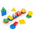 thumbnail image 3 of CNKOO Baby Stacking Toy Colorful Wooden Shape Sorting Toy Geometric Block Puzzle Toy Color Shape Recognition Motor Skill Montessori Early Educational Toy for Toddlers Boys Girls, 3 of 11