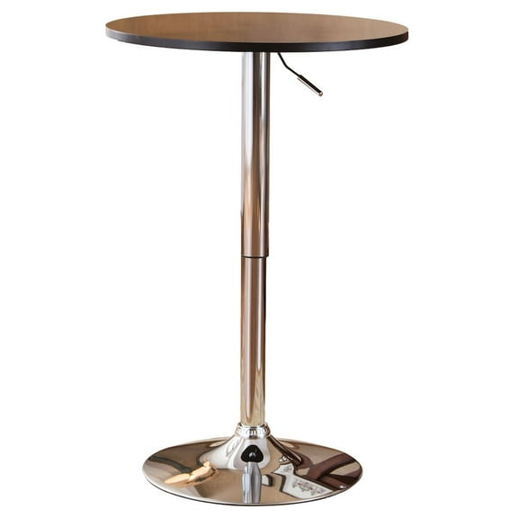 Adjustable Wood and Metal Bar Table in Black