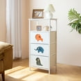 thumbnail image 6 of FRAPOW 3 Drawer Dresser, Storage Organizer Dressers with Wood Top Sturdy Steel Frame Storage Organizer Unit, Kids Dresser with 3 Fabric Drawers Shelf, White, 6 of 7