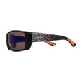 thumbnail image 3 of Xloop Mens Wrap Around Biker Style Plastic Sport Sunglasses Black Orange Blue Mirror, 3 of 4