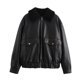 thumbnail image 2 of HH TRAF 2024 Chaquetas gruesas de estilo urbano para mujer, color negro, cuello vuelto, mangas largas, bolsillos, cremallera, abrigos de invierno para mujer a la moda, 2 of 5