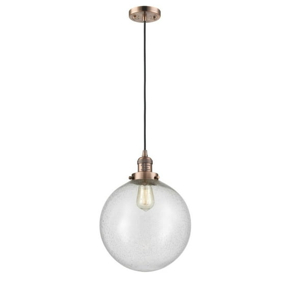 Innovations 201C-AC-G204-12 XX-Large Beacon 1 Light Mini Pendant part of the Franklin Restoration Collection, Antique Copper