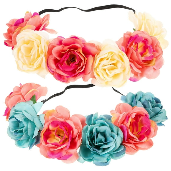 2pcs Colorful Rose Flower Hair Band Funny Flower Headband Halloween Headwear