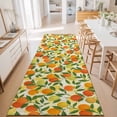 thumbnail image 3 of Hallway Runner Rug 2'x6', Green Orange Kitchen Runner Rugs Non-Slip Carpet Mats, Summer Botanical Leaves Watercolor Checkered Bedside Rugs Runners Washable Floor Carpet for Bathroom Laundry Room, 3 of 8