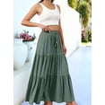 thumbnail image 6 of Women's Spliced Pleated Midi Pockets or Skirt for Casual Green L, 6 of 8