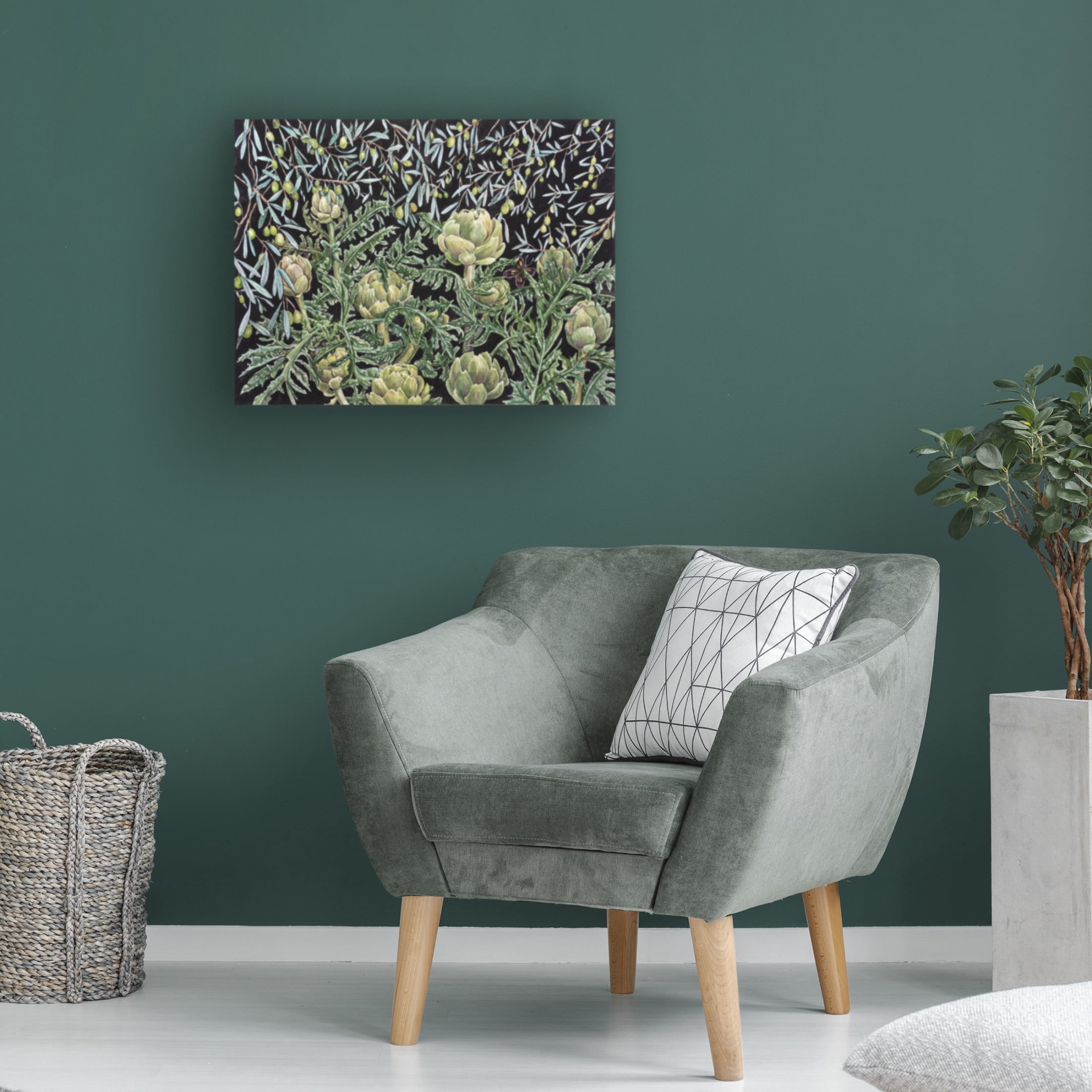 Canvas Wall Art - Charlsie Kelly 'Artichokes and Olives' Wall Art for Living Room, Bedroom, or Office Décor by Trademark Fine Art - 24 x 18 Inches