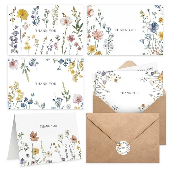 Tarjetas de agradecimiento XXINMOH 102 con diseño floral, 10 x 15 cm, set