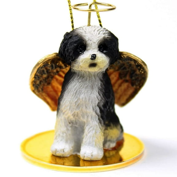 Conversation Concepts Shih Tzu, Black/White, Sport Cut Tiny Ones Dog Angels (2 in)