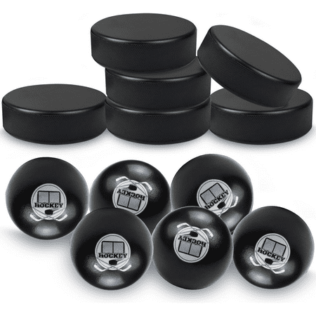 12 Black Soft Foam Hockey Balls, High-Visibility Low-Bounce Stress Balls Knee Hockey Pucks for Kids Indoor Hockey Practice Adult Floor Game, 2 Types
