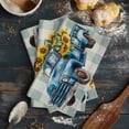 thumbnail image 6 of Blue Truck Yellow Sunflower Kitchen Towels Set of 2, Water Absorbent Dish Towel, Summer Teal Plaid Vintage Decorative Hand Towels - Quick Drying Cloth for Cooking Baking, 18x28 Inch, 6 of 8