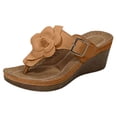 thumbnail image 7 of Wedge Sandals for Women Retro Flower Platform Flip Flops Buckle Strap Slip on Slides Summer Heels Beach Shoes Orthopedic Slippers Brown Size 8.5, 7 of 7