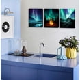 thumbnail image 6 of Wall Decor Living Room,Bedroom Northern Lights 3 Panel Canvas wall art Paintings for Wall Decorations Modern Bathroom Office Aurora Polaris Nature Landscape 12"x16"x3 Framed Ready to Hang, 6 of 6