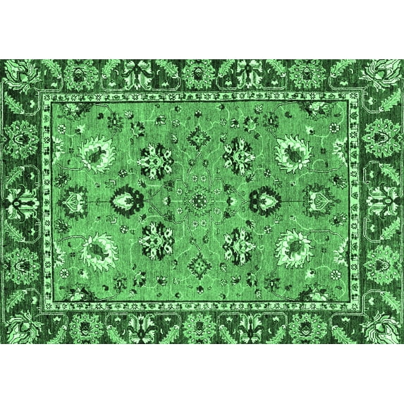 Ahgly Company Indoor Rectangle Oriental Emerald Green Traditional Area Rugs, 4' x 6'