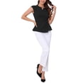 thumbnail image 2 of Camisetas de trabajo casuales para mujer INSPIRE CHIC con cuello en V y mangas cortas, talla XL, color negro, 2 of 6