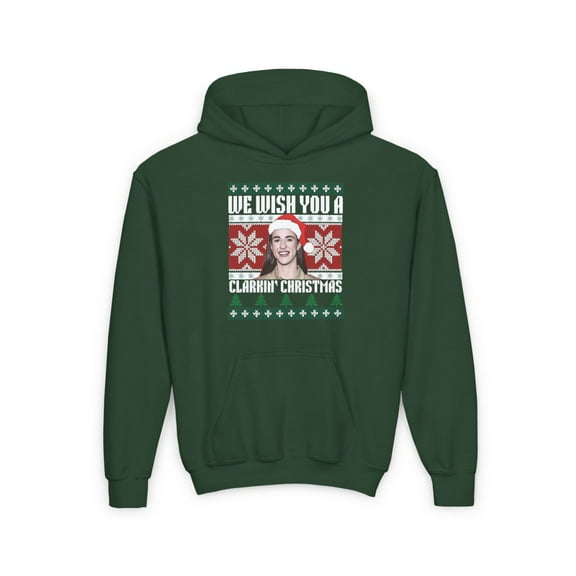 Indiana Caitlin Clark #22 Clarkin' Christmas basketball Cartoon Youth Heavy Blend Hooded Sweatshirt-KBCC047B-L18-Forest Green-L