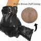 thumbnail image 2 of Guantes de cuero para mensajes de texto con pantalla táctil para hombre, guantes suaves negros cálidos de invierno, cachemira, 2 of 4