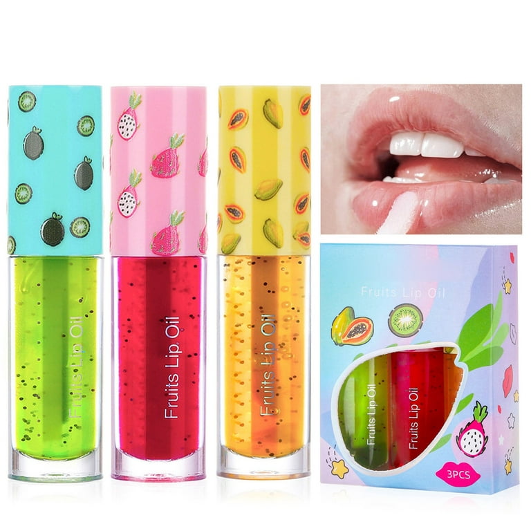 WOXINDA Lip Gloss Flavoring Oil Get Sucke Lip Filler Lip Liner 3pcs Fruit  Series Lip Oil Glass Lip Moisturizing Transparent Lip Gloss Exfoliating Lip  Balm Lightenings Lip Lines 5ml*3 