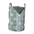 thumbnail image 1 of Floral Laundry Bag, Abstract Cold Colored Flower Petals Pattern with Circling Blooms on Vertical Stripes, Basket with Handles Drawstring Closure for Laundromats, 13" x 19", Multicolor, by Ambesonne, 1 of 4