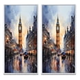 thumbnail image 2 of Designart "England City Skylineengland horizon V" England Framed Wall Art Set Of 2 - Yellow Landscapes Gallery Wall Frame Set For Home Decor, 2 of 7