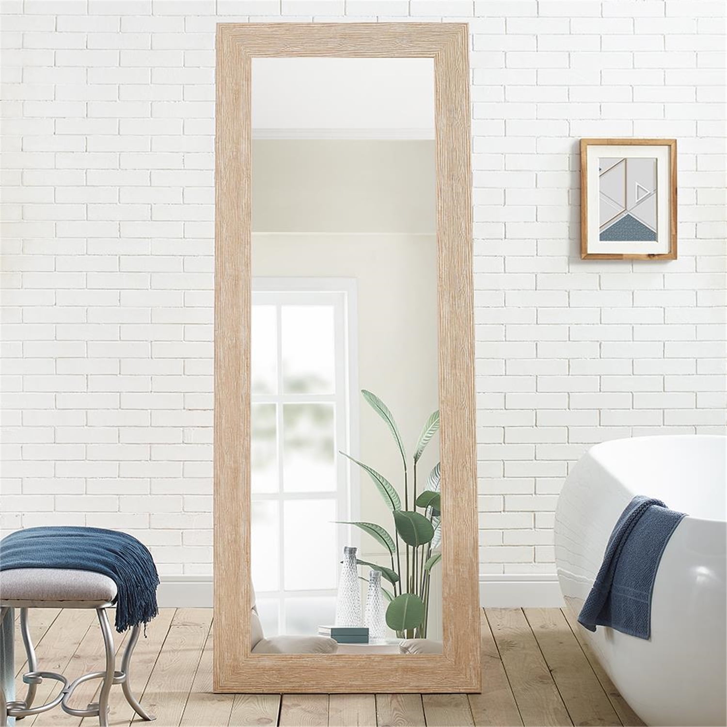 Freestanding Cheval Floor Cheval Mirror Natural 72" x 28" by Naomi Home