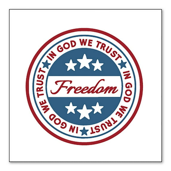 DistinctInk Custom Bumper Sticker - 6" x 6" Decorative Decal - White Background - Freedom Seal - In God We Trust