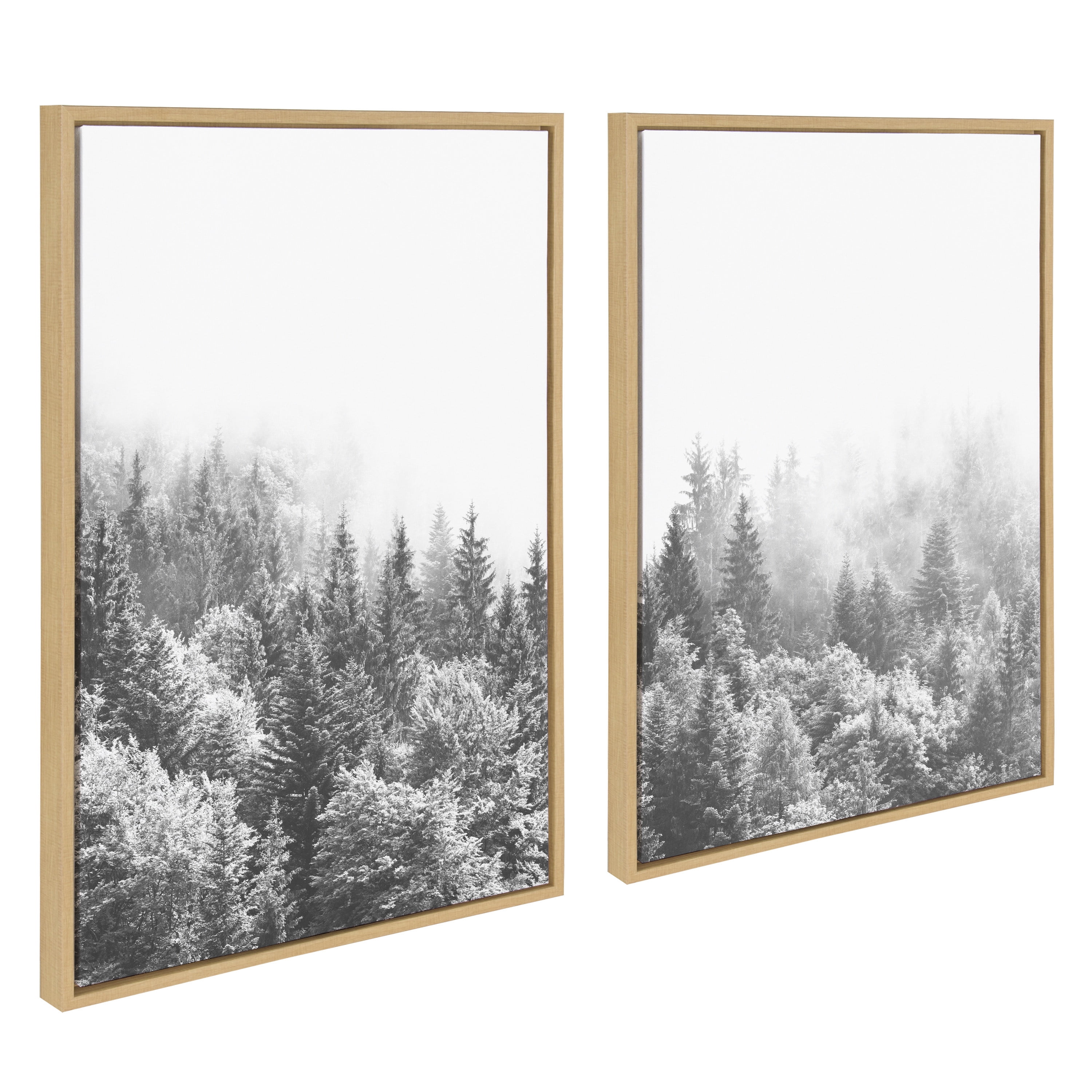 Sylvie Forest On A Foggy Day 23 in x 33 in Framed Photography Canvas Art Prints, by Kate and Laurel Set of 2