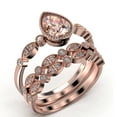 thumbnail image 3 of Dazzling Boho & hippiepie 2.25 Carat Pear Cut Morganite And Diamond Moissanite Engagement Ring, Wedding Ring, Two Matching Band in 925 Sterling Silver With 18k Rose Gold Plating, Birthday Gift, 3 of 4