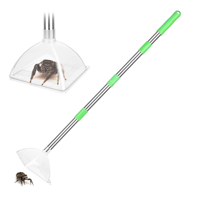 Spider and Insect Catcher - 32inch Adjustable Long-Handled Spider Catcher and Release, Contactless Catch Insec