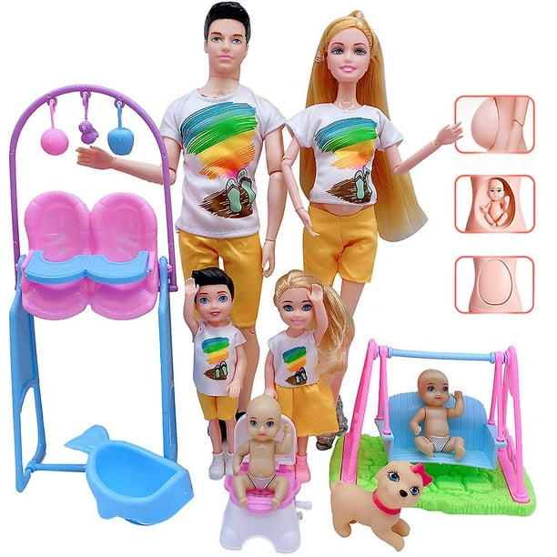 Pregnant dolls, big bellies, a family of 6 dolls, pregnant women giving birth, girl toys