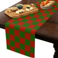 thumbnail image 2 of Table Runner Dresser Scarves 36 Inch Long, Christmas Green and Red Lattice Linen Dining Table Runners Braided Texture Buffalo Plaid Tabletop Scarf for Wedding Holiday Party Kitchen, 2 of 7