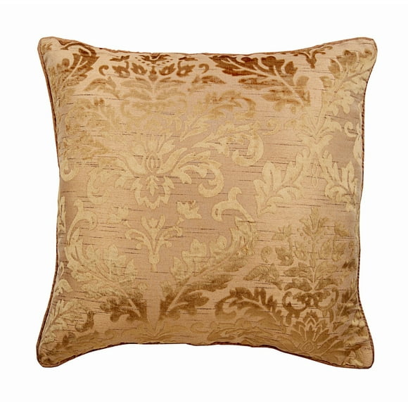 Decorative Pillow Cover, Decorative Peachy Beige 16"x16" (40x40 cm) Throw Pillow Covers, Burntout Velvet Fabric Throw Pillows For Couch, Damask Pattern Victorian Style - Peachy Beige