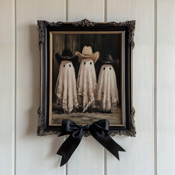 Vintage Cowboy Ghost Whimsical Western Halloween Wall Decor Spooky Cottagecore Fall