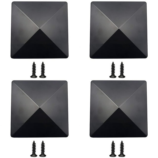 Fence Post Cap with Pre-Drilled Holes Black Plastic Pyramid for 4x4 inches Posts