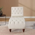 thumbnail image 3 of SZLIZCCC Button-Tufted Chaise Lounge Indoor, Velvet Chair Lounge Chair with Acrylic Legs & Toss Pillow, Armless Rolled Backrest Leisure Sofa Recliner, Upholstered Lounges Chair for Living Room, 3 of 8