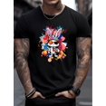 thumbnail image 1 of Camiseta informal de verano para hombre, cuello redondo, 100 % algodón, manga corta ligeramente elástica, estampado del alfabeto, corte regular, 180 g/m², ideal para deportes de ocio., 1 of 5