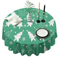 Green Christmas Tree Pattern Round Tablecloth 60"x60",Wrinkle Wipeable Table Cloth for Kitchen Dining Room Picnic Patio Party