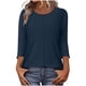 thumbnail image 1 of Camiseta de Cuello Redondo de Manga 3/4 de Color Sólido Casual con Poliéster Suave, Top de Primavera de Moda para el Uso Diario en Casa O en el Trabajo, 1 of 5