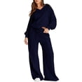 thumbnail image 2 of Delayuji Women's Sweatshits and Swearpants Sets Casual Long Sleeve Solid Color Commuting Pants Suit Spring Outfits 2026, 2 of 4