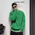 thumbnail image 2 of Suéteres masculinos cálidos de punto con forro polar y cuello redondo de color sólido para hombre, suéter de punto con cuello redondo, reseñas de ropa coreana, estilo de diseñador, 2 of 5