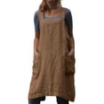 thumbnail image 1 of Women’s Pinafore Square Apron Baking Cooking Gardening Works Cross Back Cotton/Linen Blend Dress with 2 Pockets, 1 of 7