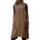 thumbnail image 1 of Delantal cuadrado tipo pechera para mujer, para cocinar, hornear y trabajar en la jardinería, vestido de mezcla de algodón y lino con espalda cruzada y 2 bolsillos, 1 of 7