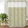 thumbnail image 3 of Green Floral No Hook Shower Curtain Waterproof, Bathroom Curtains with Snap in Liners and See Through Top Window, Vintage Rustic Botanical Spring Hotel Style Bathtub Curtains Shower 60"Wx72"L, 3 of 8
