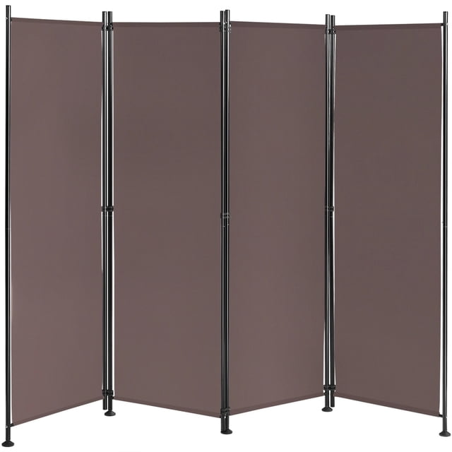 Costway Divisor Plegable con 4 Paneles en Poliéster con Pies Regulables para Dormitorio Salón Oficina Restaurante Café 220 x 170 cm