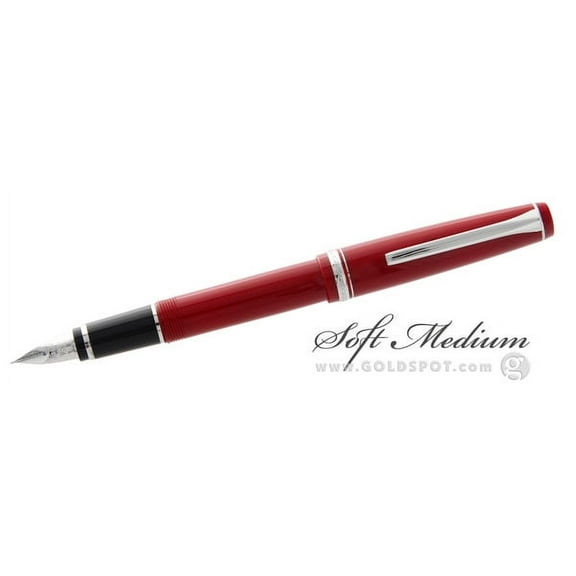 Pilot Falcon Fountain Pen - Red & Rhodium - Soft Flexible Medium Nib