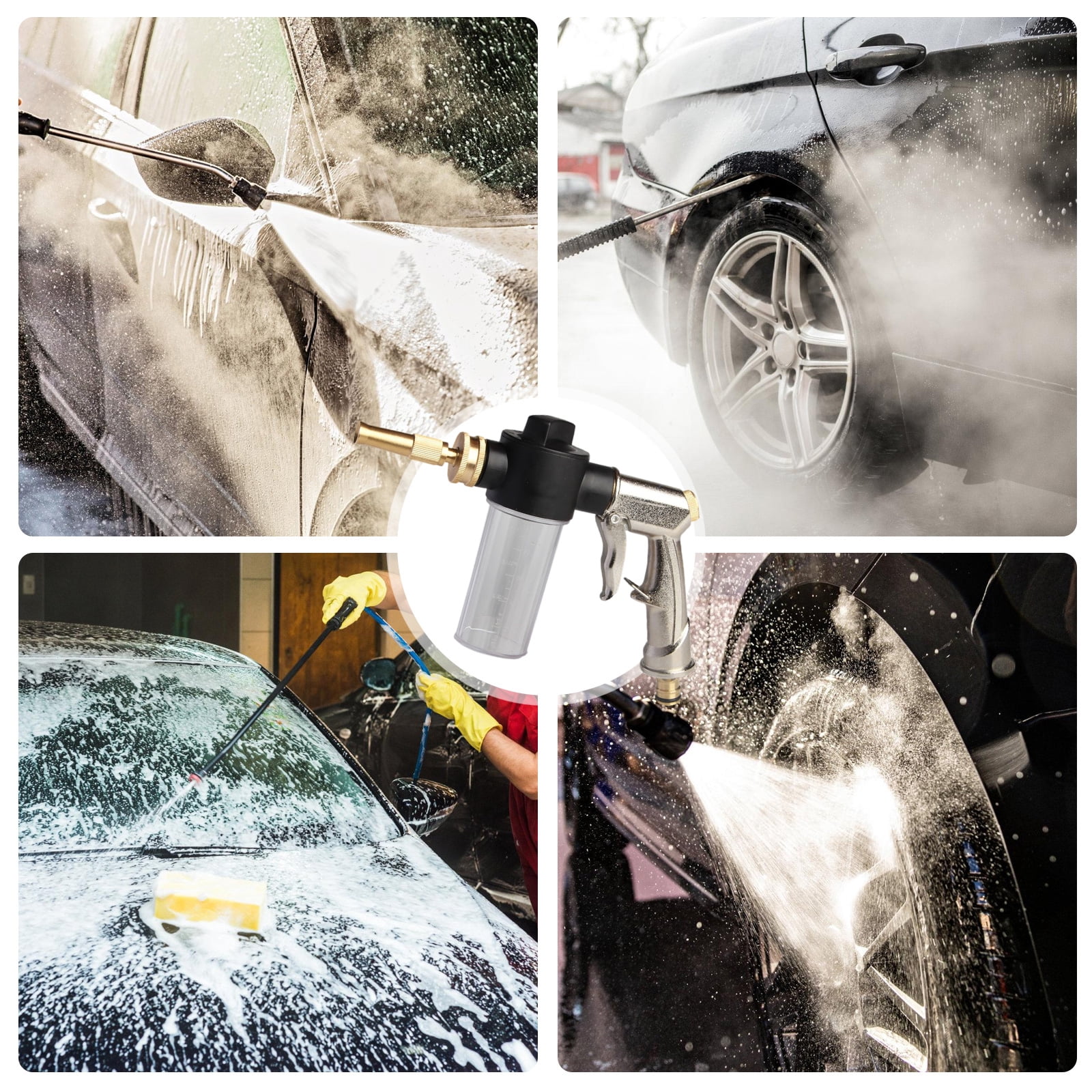 Garden Hose Nozzle Sprayer 3.5oz Soap Dispenser High Pressure Foam Guns for Car Washing Gardening and Pet Showering Use